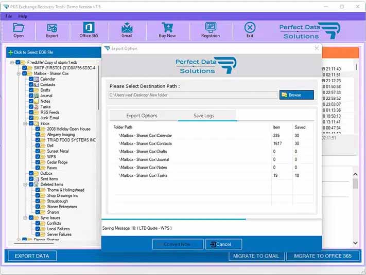 Exchange Mailboxes to VCF Conversion Process