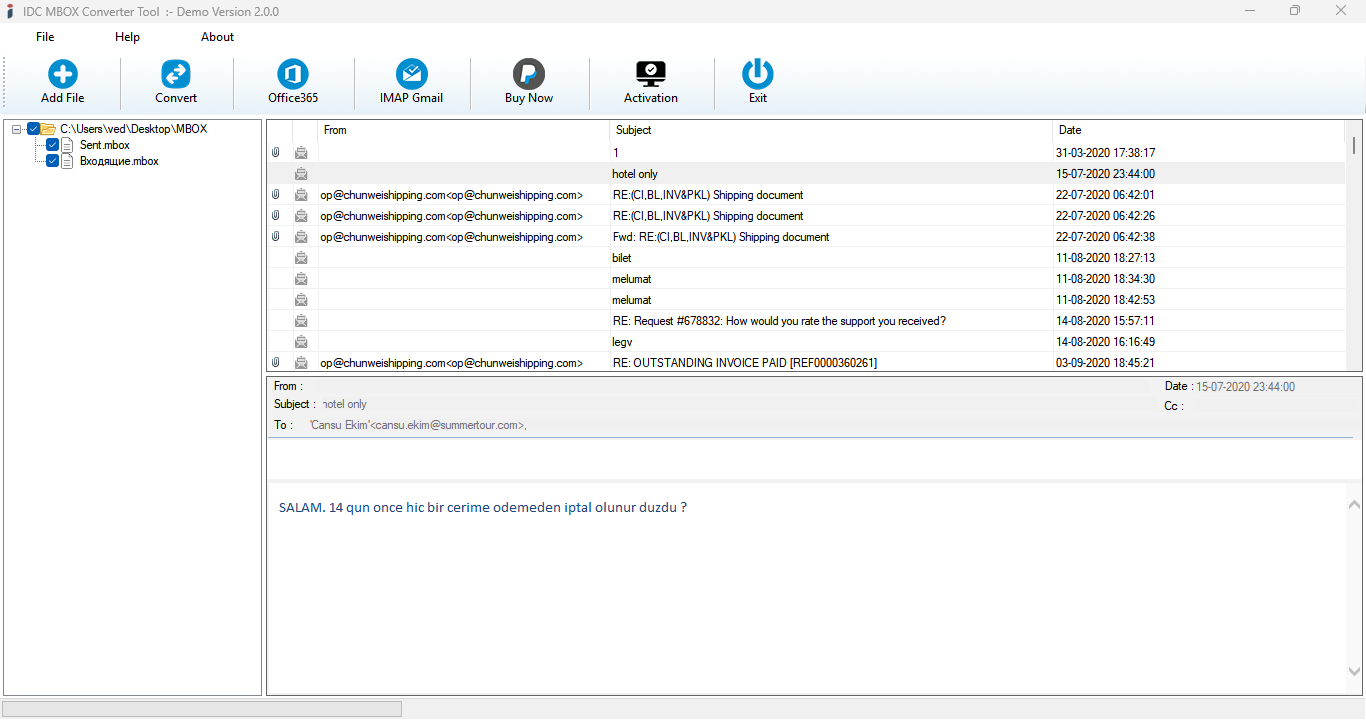 MBOX Message Preview