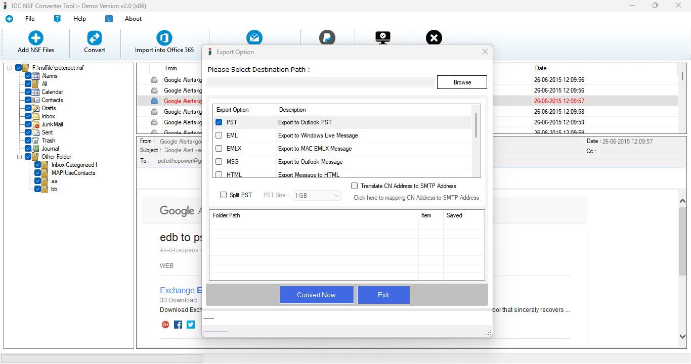 Export Option for Lotus Notes (*.NSF) Conversion