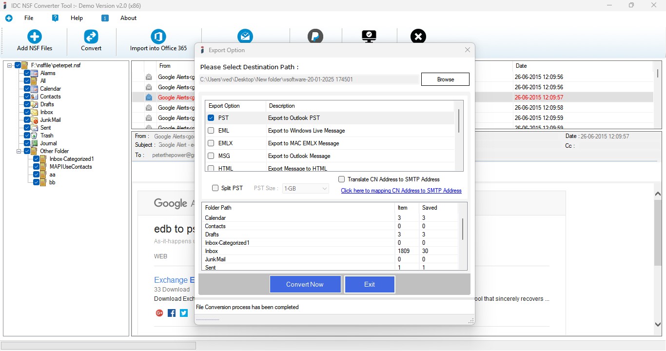 Exchange Mailboxes to MSG Conversion Process