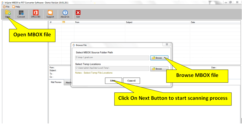MBOX to PST Converter - Step 1