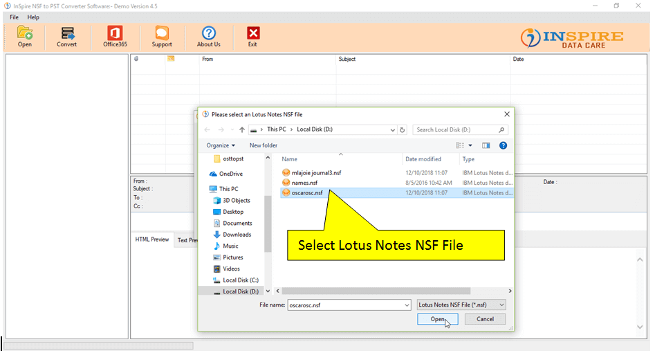 Scan NSF file Using IDC NSF Converter Tools